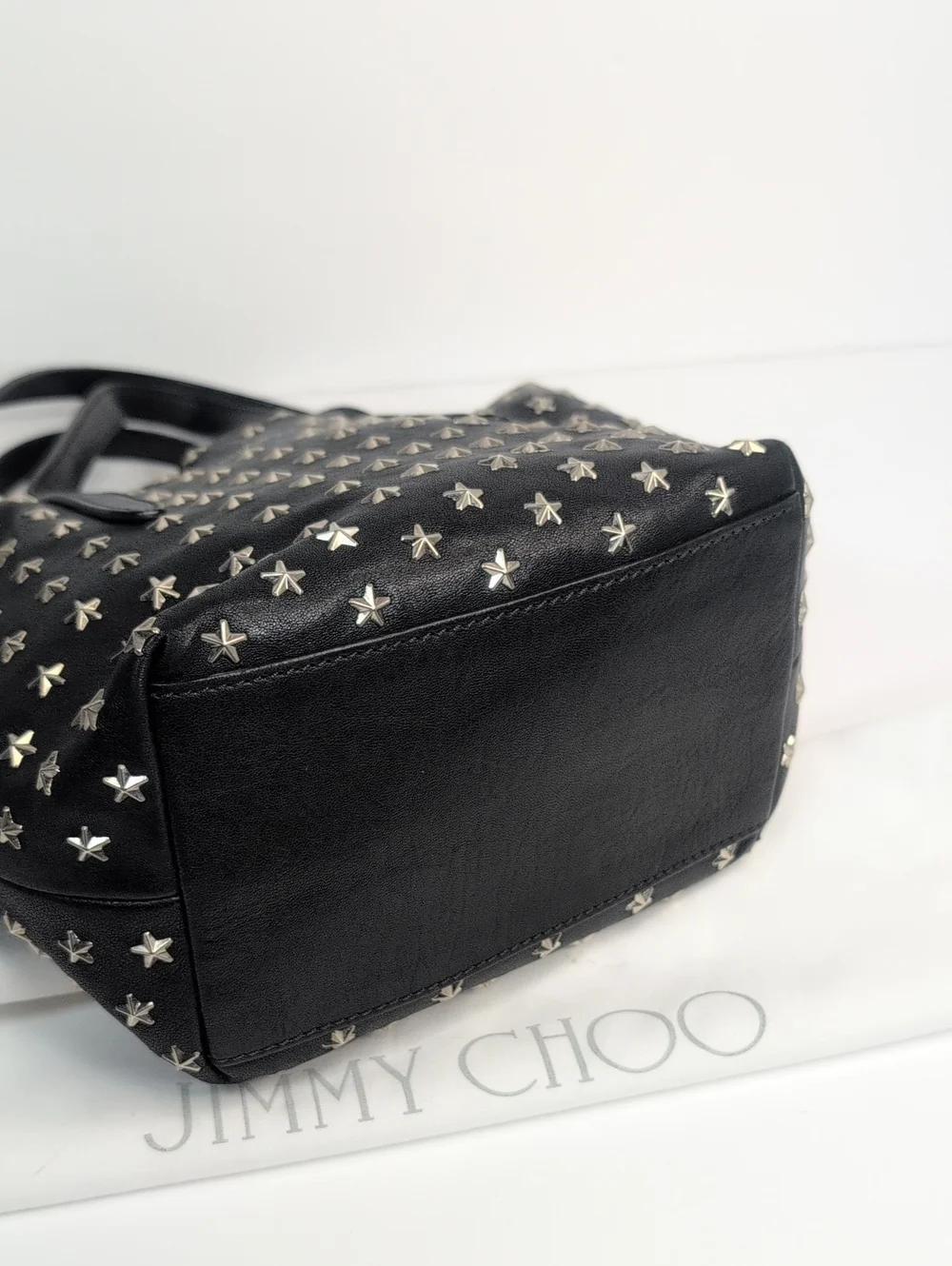 Jimmy Choo Mini Sara Star-Studded Black Leather Tote